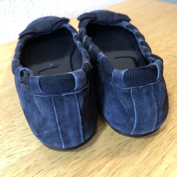 Blue Suede Leather Ballet Flats J Crew Ribbon Bow  Slip On Italy Women's… - Picture 5 of 10